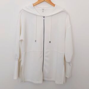 NWT Women's Cable and Gage Studio White Zip Up Hoodie with Bell Sleeves Size S